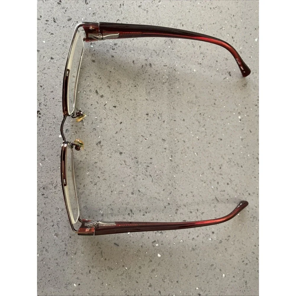 MIZYAKE Japan 4911 Brown Burgundy Red Half Rim Eyeglasses Frames ONLY